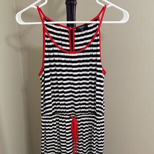 Premise Black and White Dress with Red Trim
